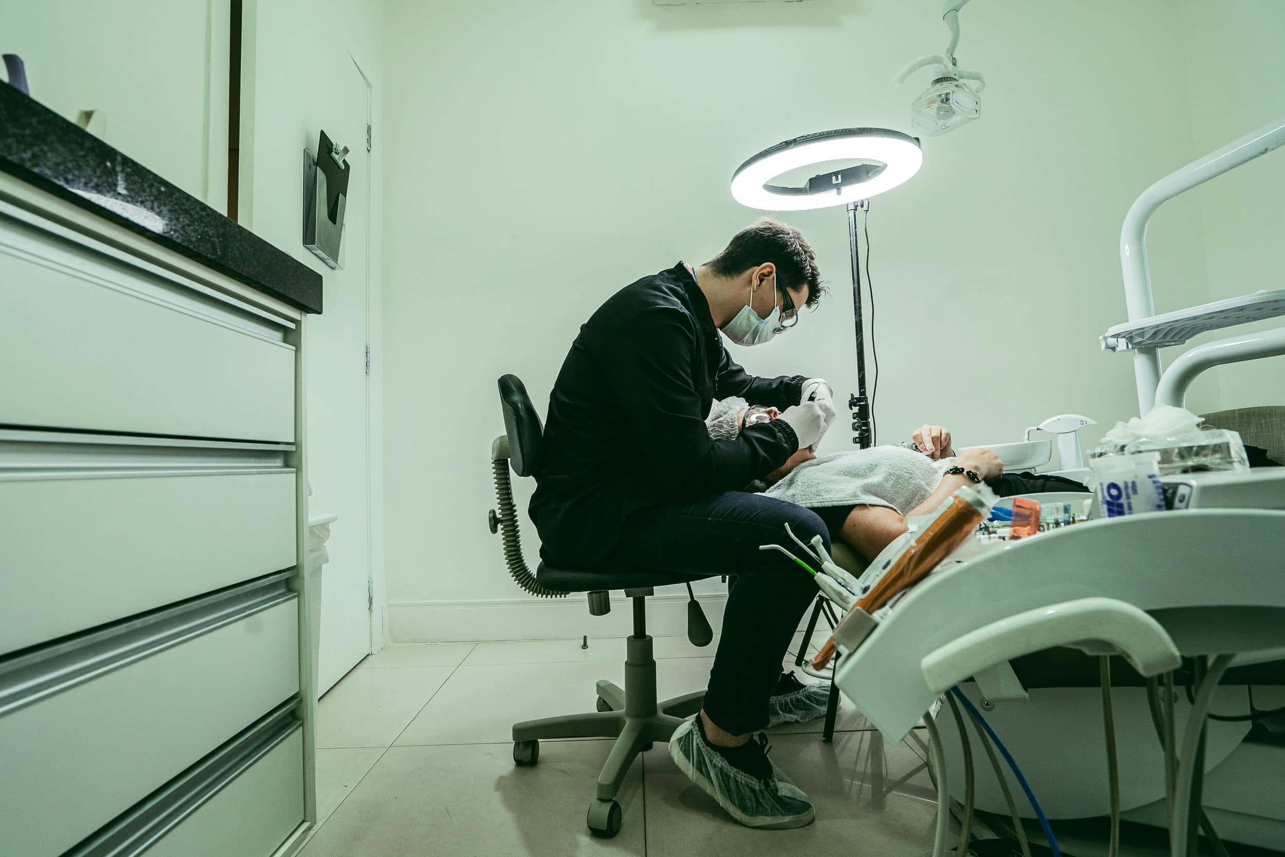 Patient receiving dental treatment