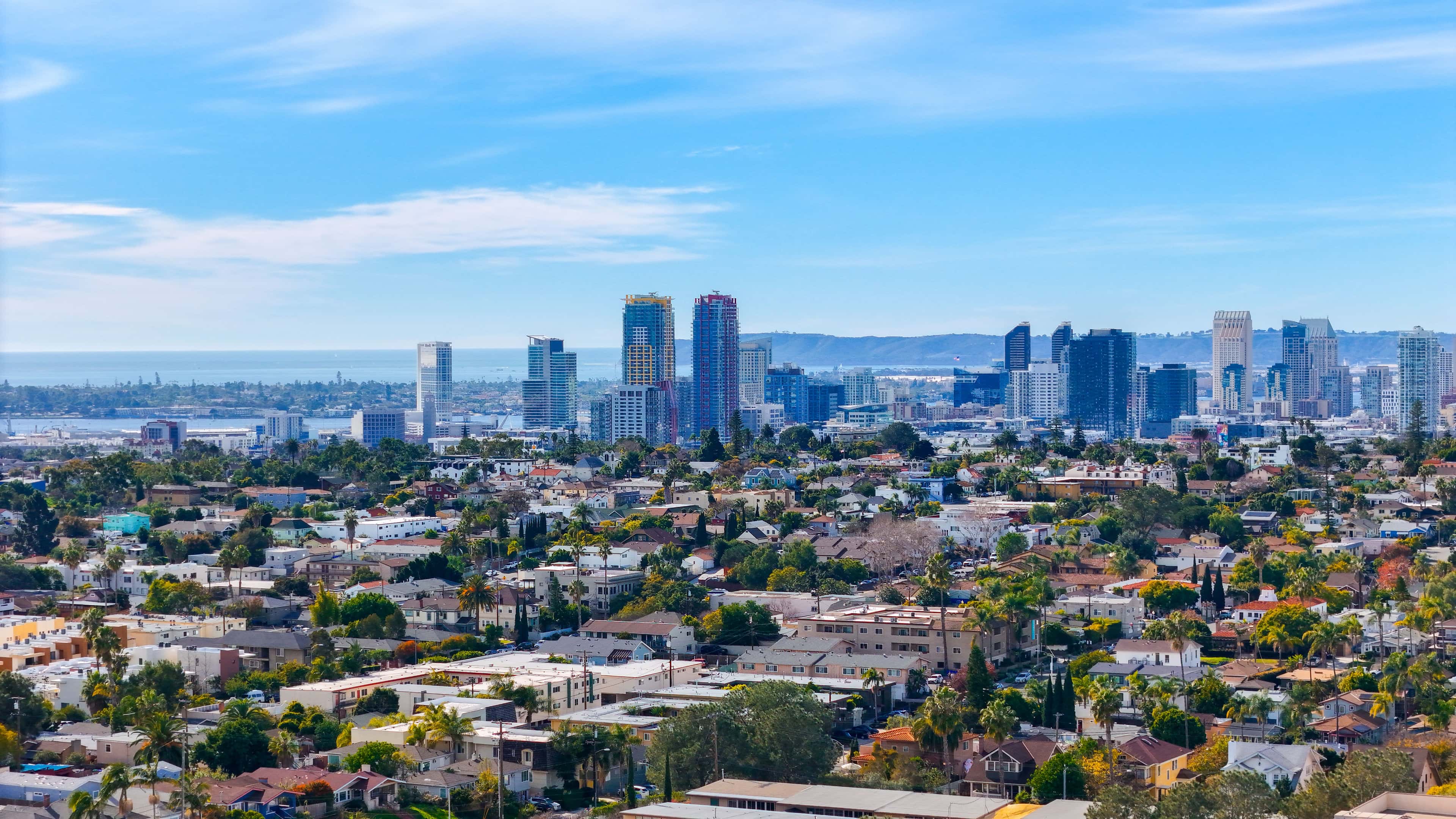 Bird's-eye view of San Diego from above