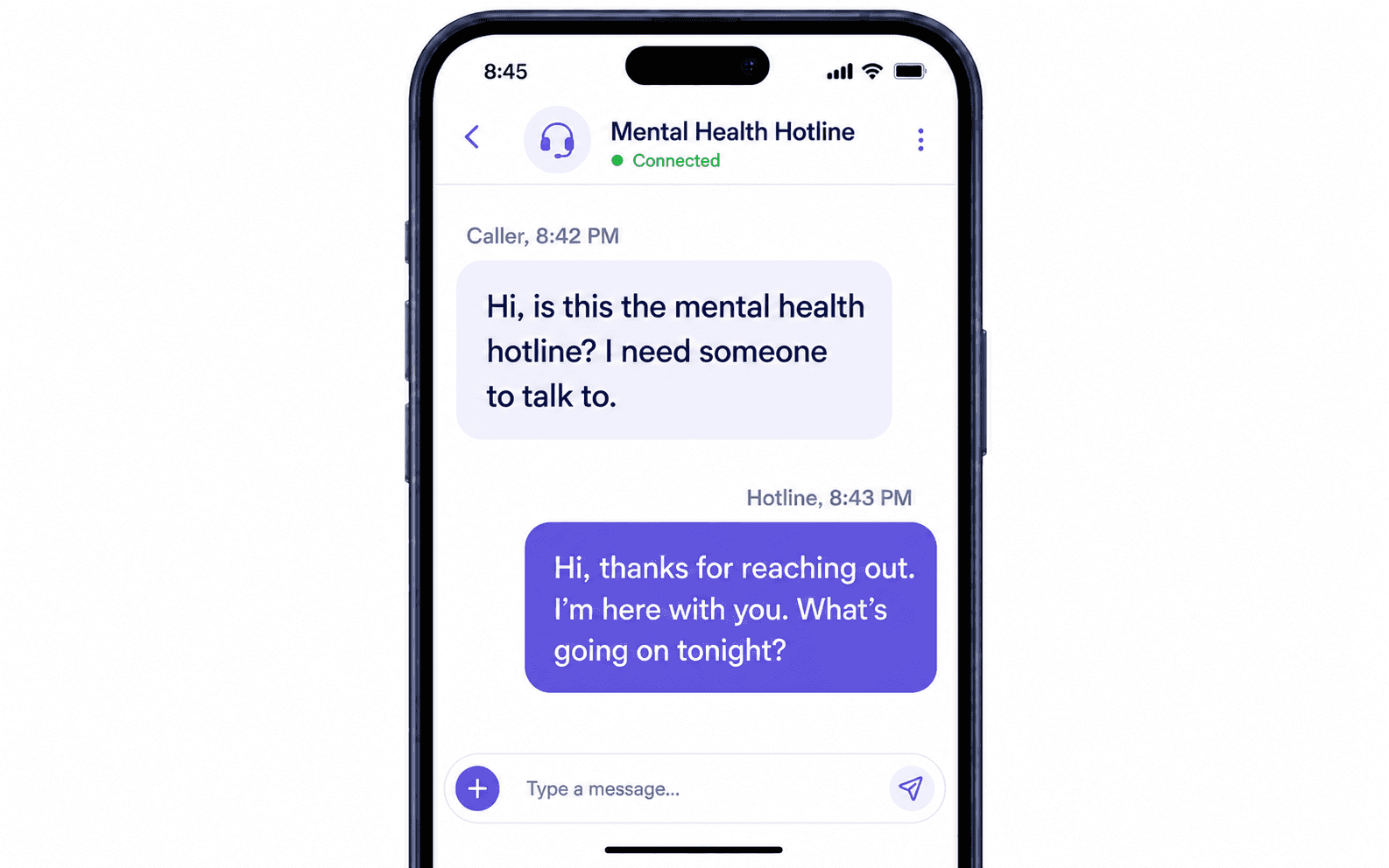 Text conversation interface connecting callers with the on-call team