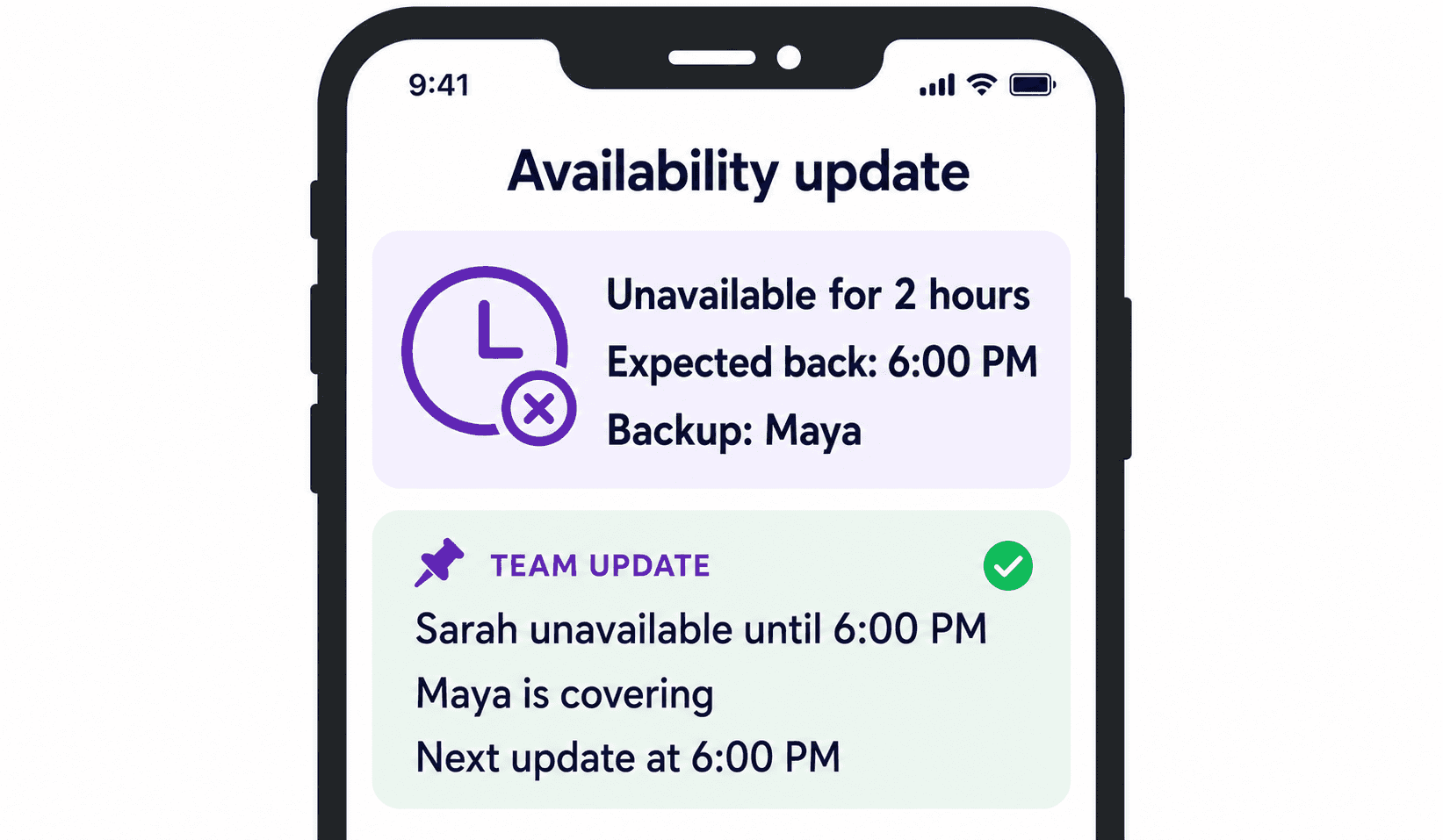 Dispatch availability text updating on-call routing