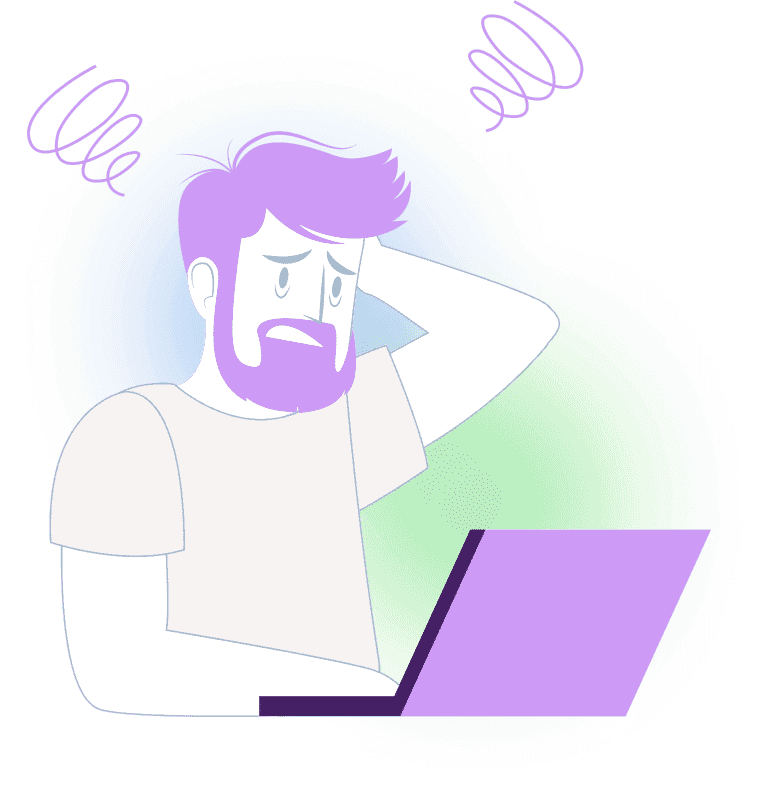 Call center agent experiencing burnout with stress indicators