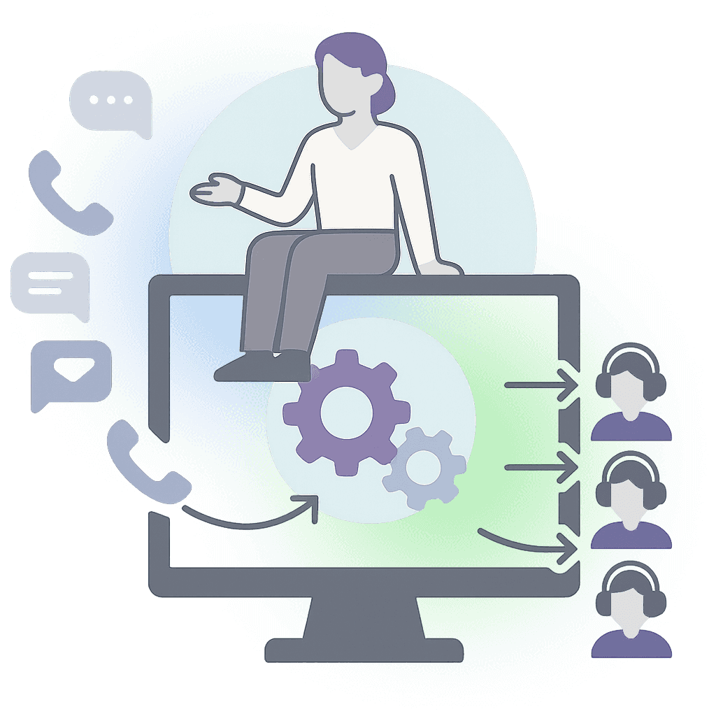 Automated answering service routing communications to staff