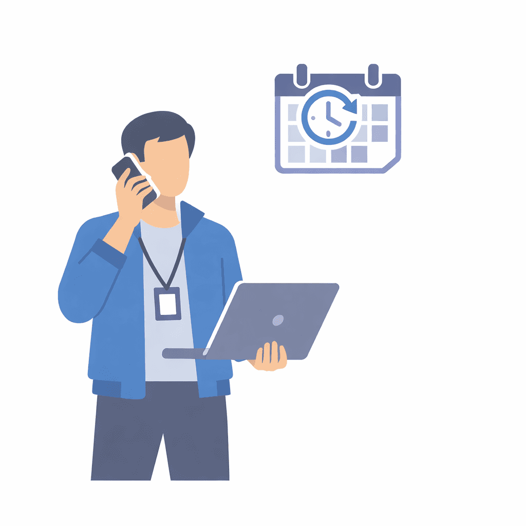 On-call engineer with a laptop and cell phone